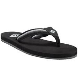 NEW!! Men’s Sperry Topsail Thong Flip Flop Sandal Black/Grey Canvas Size 13M